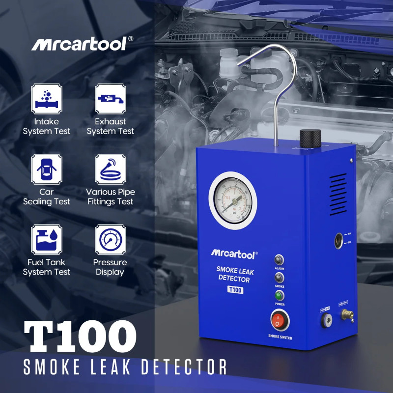 Mrcartool T100 Car Smoke Pipe Leak Locator with Built-in Pump Smoke Leakage Analyzer Detector Diagn