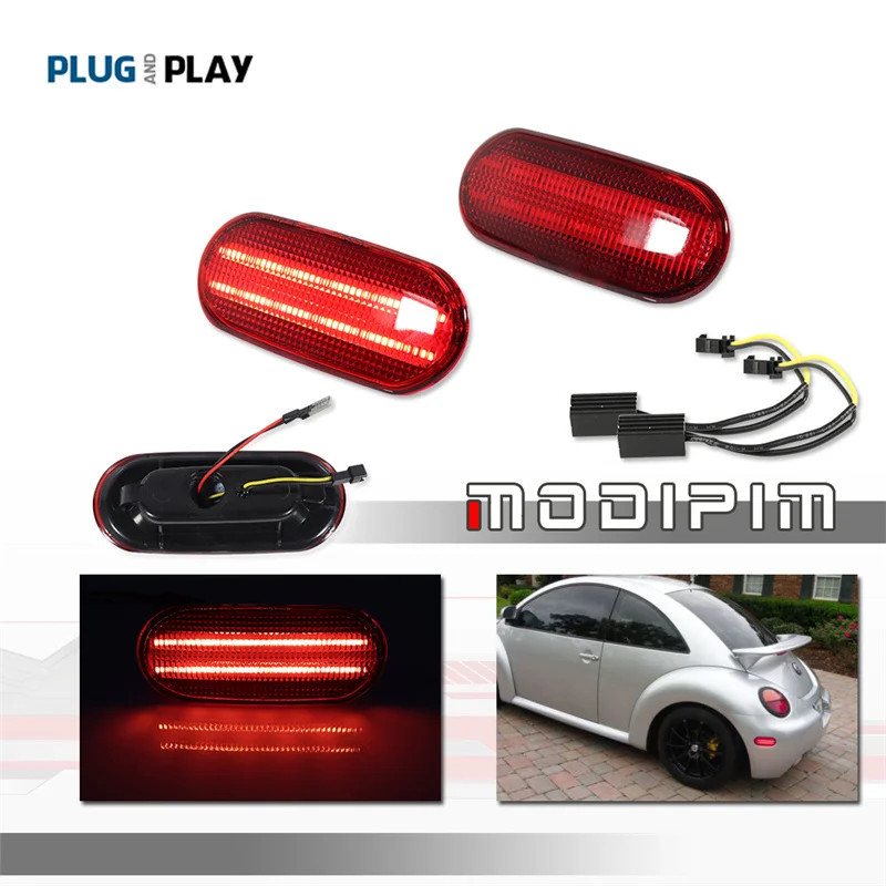 Red / White LED Car Rear Bumper Side Marker Driving/Parking Lights For Volkswagen Beetle 1998 1999