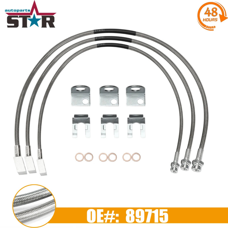 89715 Extended Brake Line Hose Front Rear Kit 4-6" for Jeep Cherokee XJ 1984-2001 Wrangler TJ 1997-