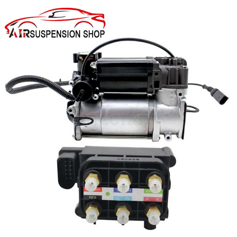 1x Air Compressor Pump With Solenoid Valve Block For Audi A8 Quattro D3 4E OEM 4E0616007C