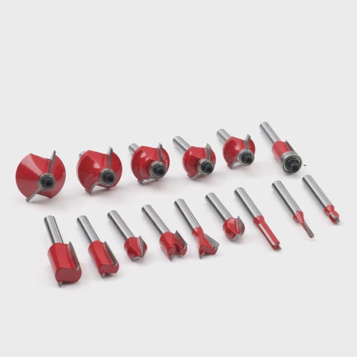 Router Bit Set 15 Pieces 6.35mm Collet Tungsten Carbide Bits for Trimming and Cutting