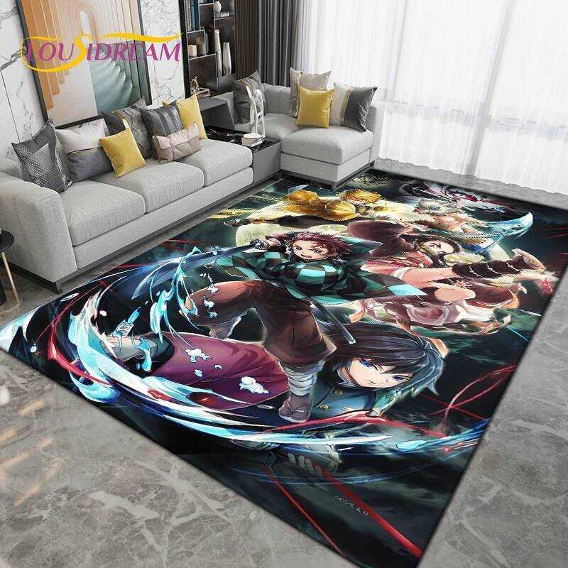 C Cartoon Demon Slayer Area Rug Large,Carpet Rug For Living Room Children's ,Kids Play Crawl Non-Sl
