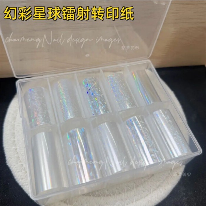 Symphony Planet Laser Transfer Paper Nail Shop Dedicated Ten Rolls สีสันหลากหลายญี่ปุ่น ins สวมใส่กา
