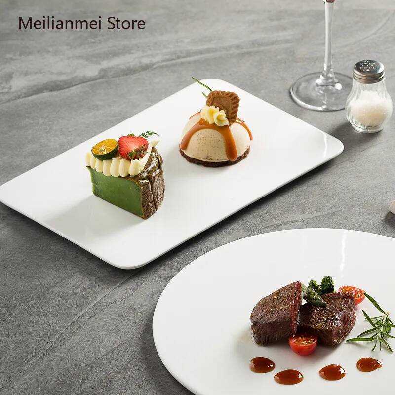 C White Ceramic Plate Rectangular Sushi Plate Cake And Dessert Plates Oval Ceramic Tray Kitchen Din