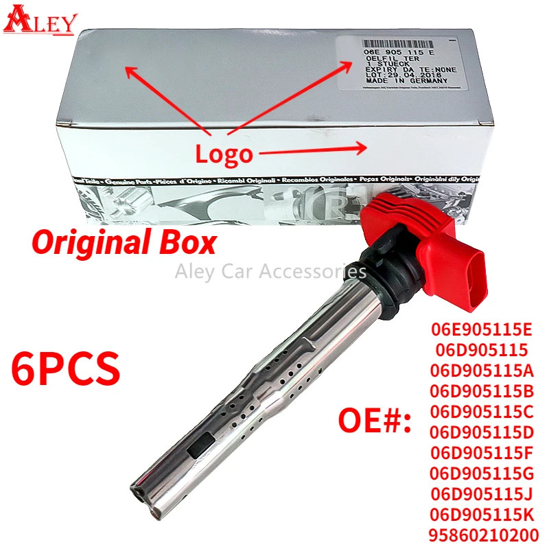 6PCS 06E905115E 06D905115G 06D905115A 06D905115B Ignition Coil For Audi A3/4/5/6/7/8 TT Q5/7 R8 For
