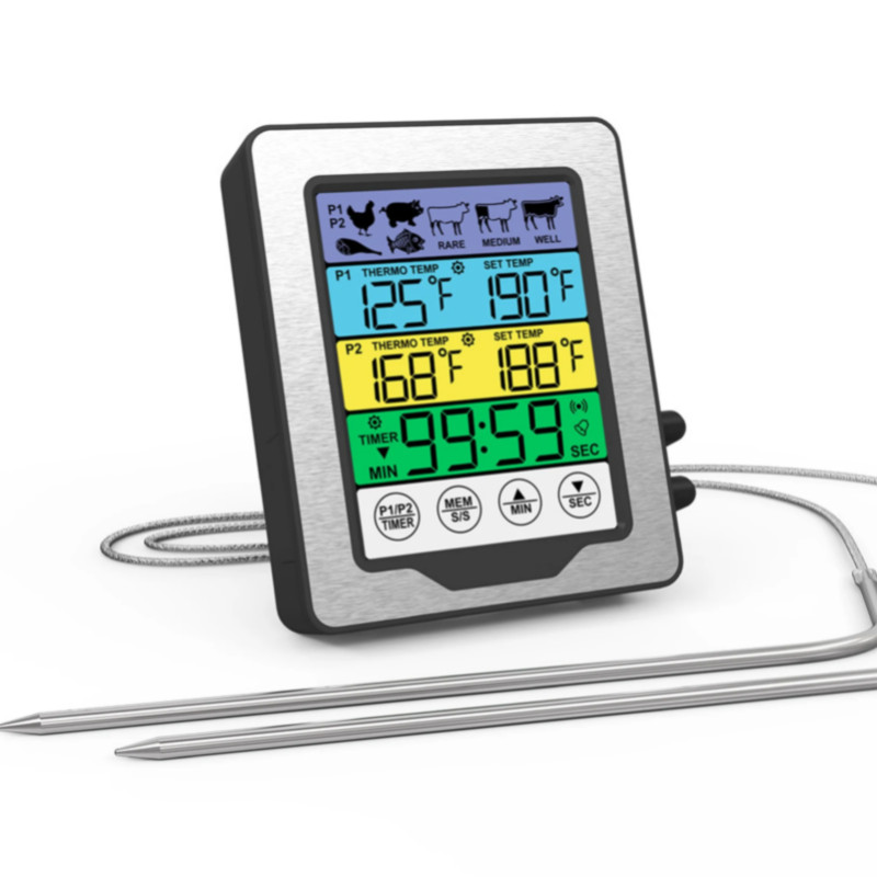 Digital Food Temperature Gauge Kitchen Thermometer Dual Temperature Probe Digital Oven Thermometer