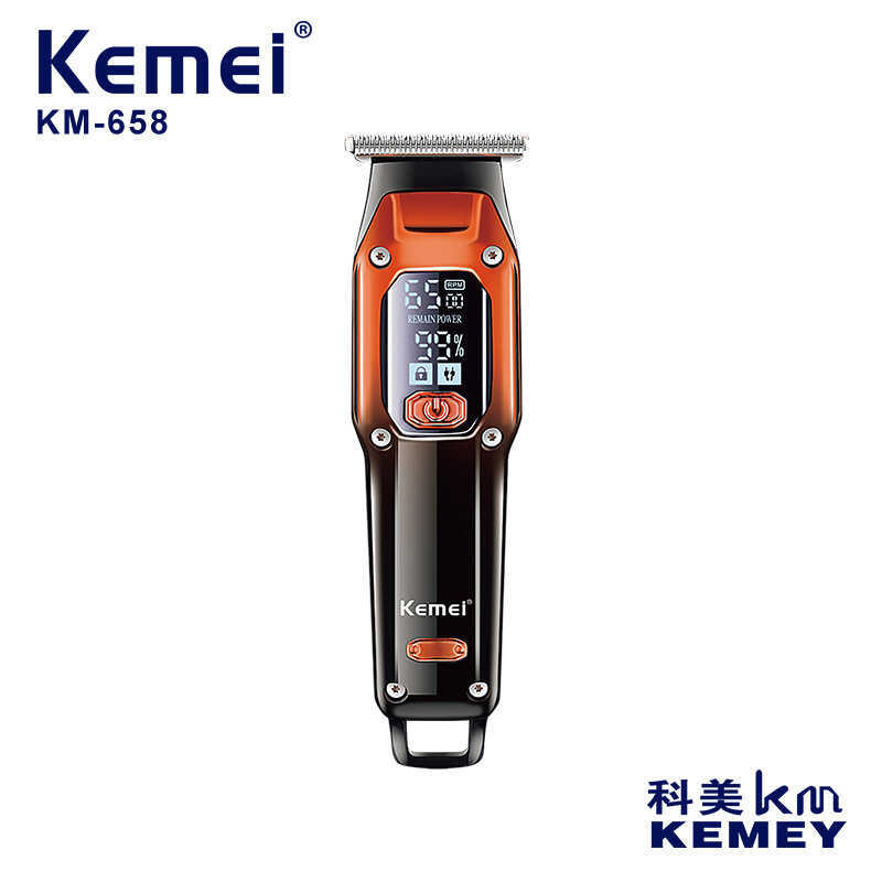 Kemei KM-658 ปัตตาเลี่ยนผมหัวโกนไฟฟ้า LED LCD จอแสดงผลดิจิตอล USB Fast Charging Clipper ร้านทําผมเฉพ