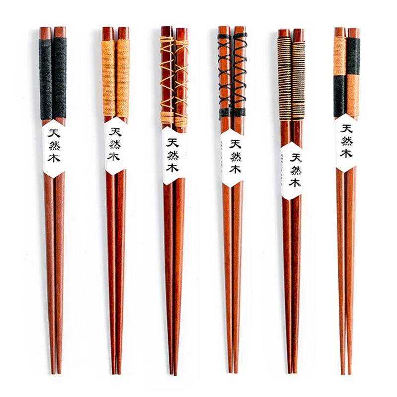 C 6 Pairs Wooden Chopstic Japanese Sushi Stic Handmade Wood Chopstick Long Chinese Food Chop Stic R