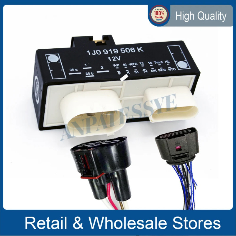 1J0919506K Cooling Fan Relay Radiator SE0027 Radiator Fan Control Unit Module Plug for Jetta Golf T