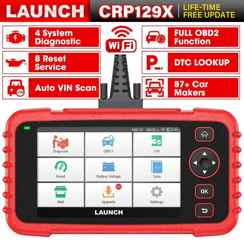 New LAUNCH CRP129X Diagnostic Tools Automotive OBDII Scanner OBD2 Scan Tools Four Systems Diagnosis