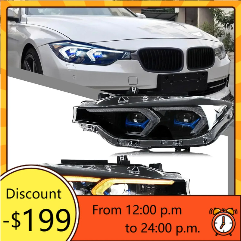 LED Headlights for BMW 3 Series F30 2013 2014 2015 Sedan [Halogen Model] Start-up Animation Sequent