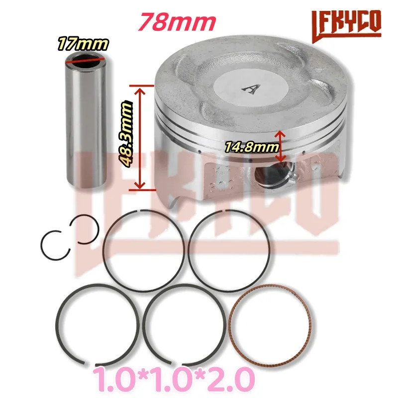 78mm Motorcycle Piston Ring Kit for Loncin YF300 Kawasaki KLX300 KLX300R 1997-2008 KLX250 KLX250R K