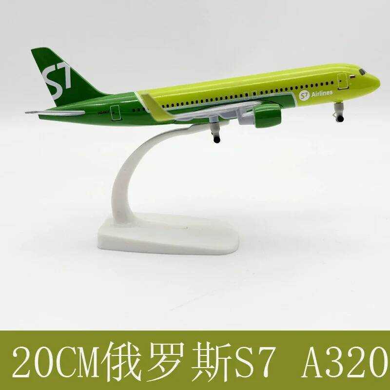 C Die Model Airplane 20Cm Siberian S7 Aire A320 320 Airway Plane Model Alloy Metal Aircraft With Wh