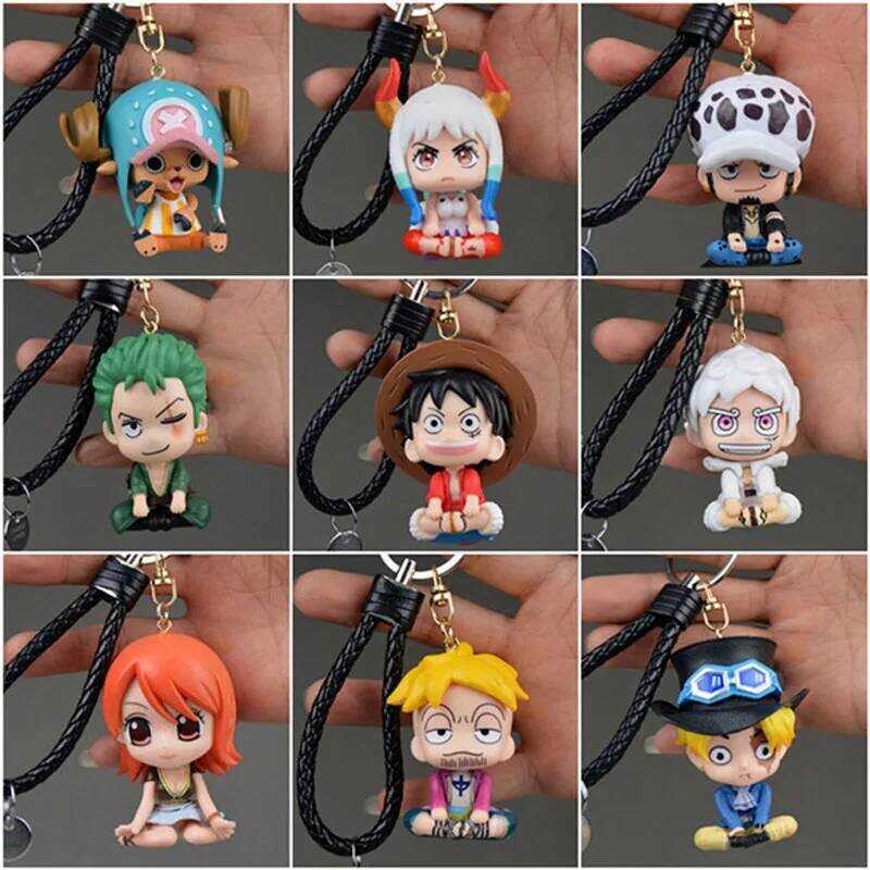 C Cartoon Figure ONE PIECE Luffy Zoro Sanji Key Chain Pendant Doll Keychain Backpack Pendant Access