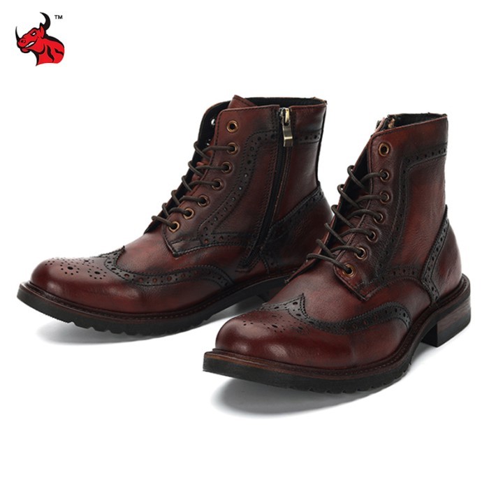 Vintage Motorcycle Boots High Top Motorbike Boots Motocross Ankle Boots Classic Fashionable Men's Q