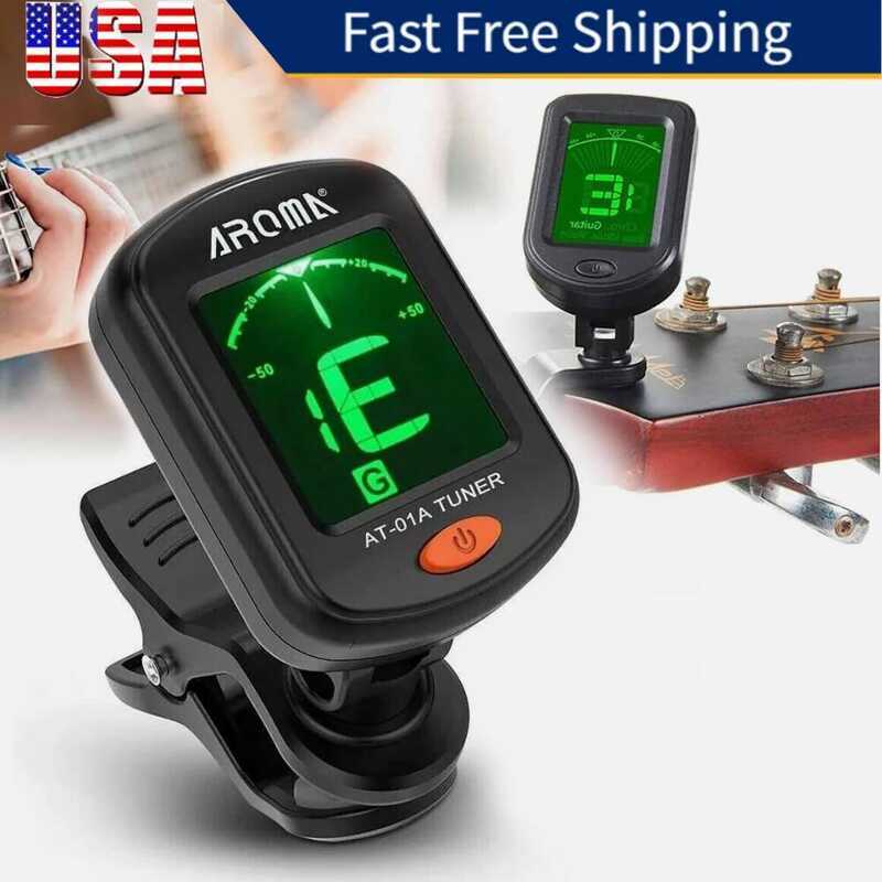 C Multifunction Guitar Tuner Rotatable Clip-On Tuner LCD Display For Electric Ukulele Bass Vio