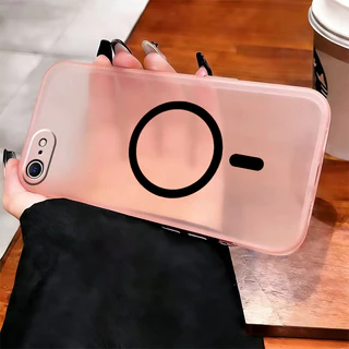 เหมาะสําหรับ iPhone 6 7 8 6s plus เคสโทรศัพท์ frosted สีโปร่งใสแผ่นดูดแม่เหล็กไร้สายชาร์จกันกระแทกปลอก MSTC01