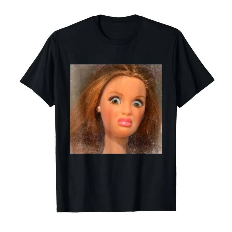 ตุ๊กตาหน้าน่าขัน เสื้อยืดแขนสั้น สำหรับทุกเพศ เพศ ทำจากเนื้อฝ้ายบริสุทธิ์ 100%