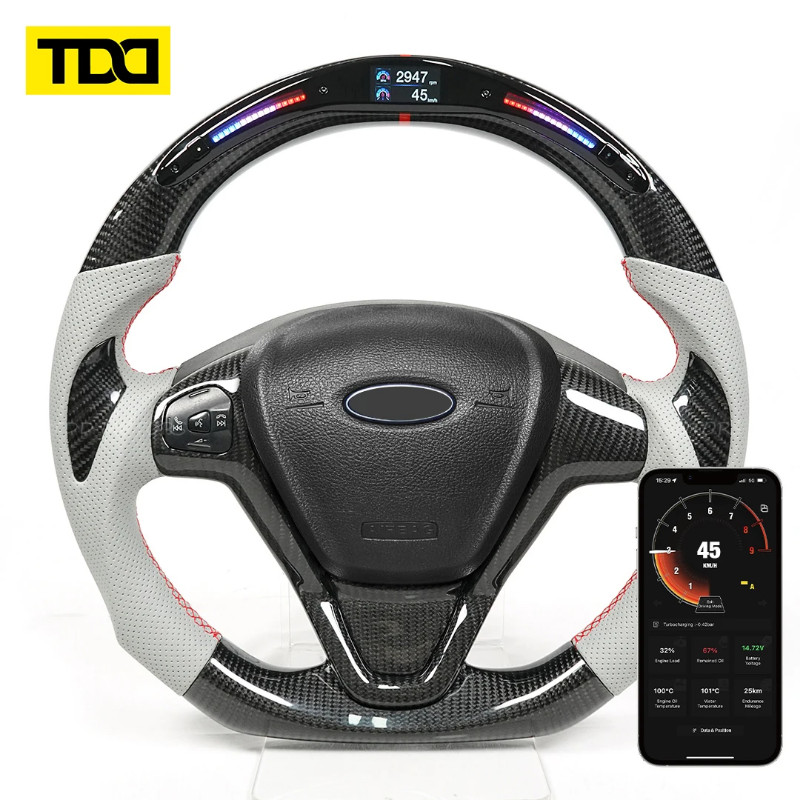 For Ford Fiesta MK7 MK7.5 ST180 Customized Real Carbon Fiber Steering Wheel 2009 2010 2011 2012 201