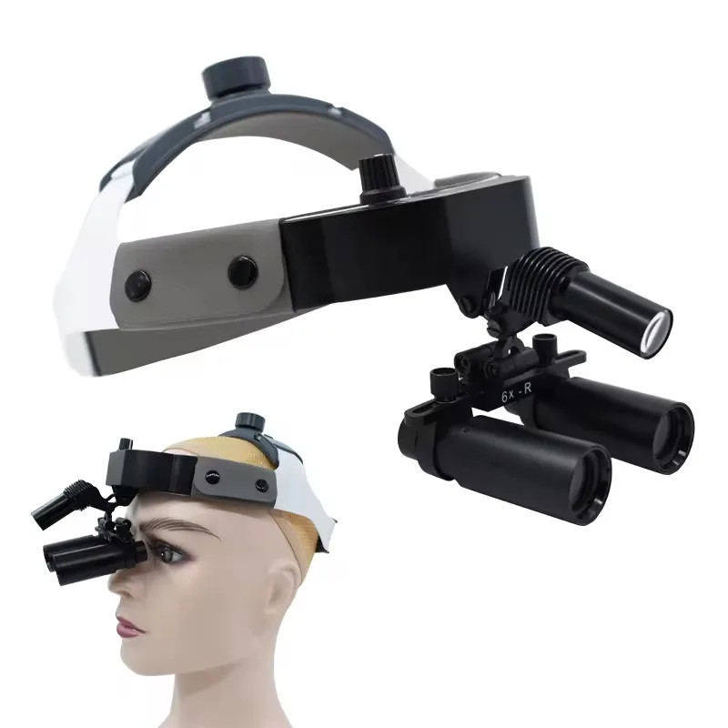 Dental Medical Equipment 6x Binoculars Helmet Magnifier Binocular Loupes With Headlight Surgical Ma