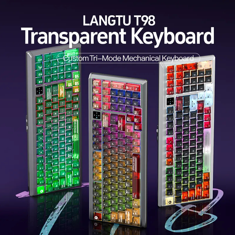 Langtu T98 Custom Mechanical Keyboard พร้อม Triple-Mode, ความงามสูง, ฟังก์ชั่นการเล่นเกมและสํานักงาน