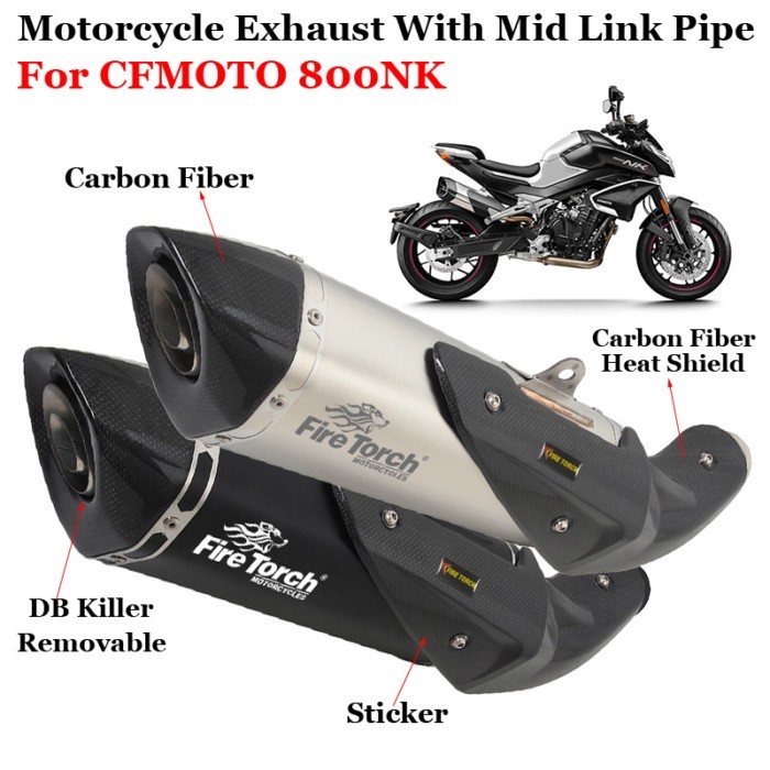 For CFMOTO 800NK NK800 2023 Year Motorcycle Exhuast Escape Modified Muffler Middle Link Pipe DB Kil