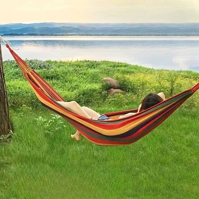 C Colorful Canvas Mock With Curved Wood, Anti-Rollover Design – Single/Double Mock For Outdoor Camp
