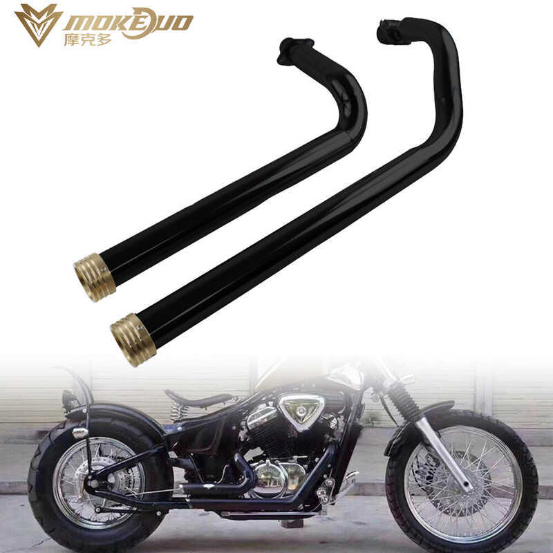 เหมาะสําหรับฮอนด้าม้าเหล็ก400 VLX400 VLX600 ท่อไอเสียดัดแปลงปากทองแดงท่อไอเสียย้อนยุค