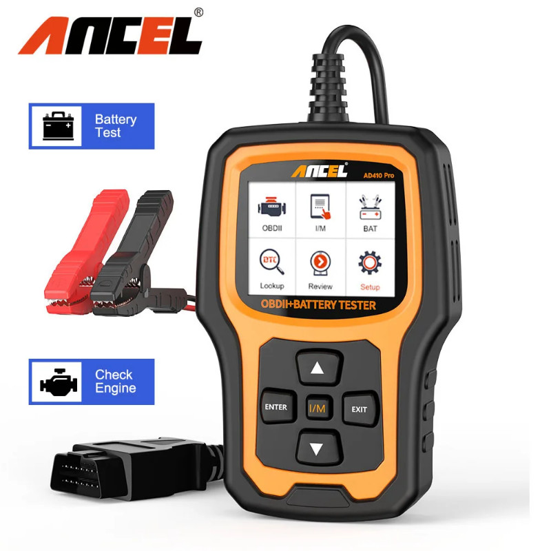 ANCEL AD410 PRO OBD2 Scanner 6V 12V Car Battery Tester 2 in1 Car Diagnostic Scanner Battery Load Te