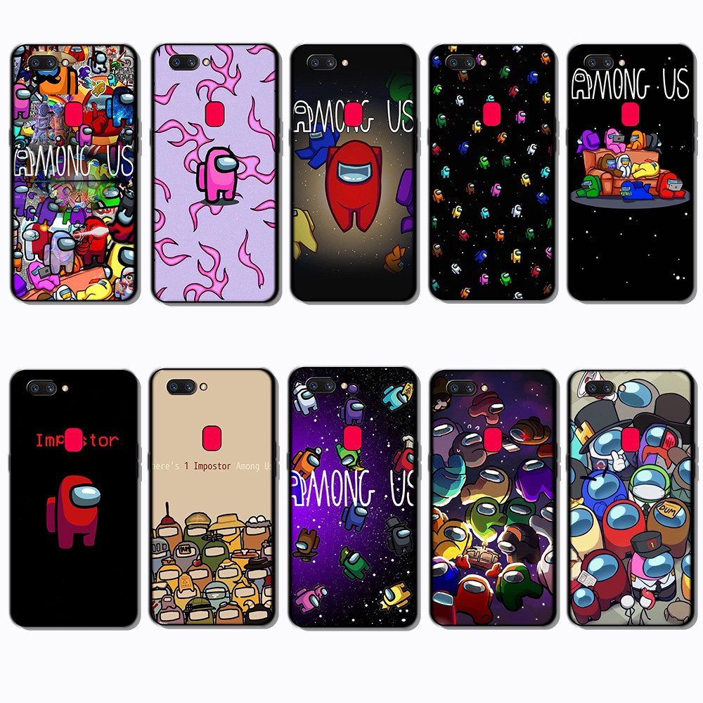 สําหรับ OPPO A1 A1K A3S A5 A5S A7 A8 A9 A11 J10 Among Us เคสโทรศัพท์ TPU ขอบสีดํา | แสดงความสวยของโท