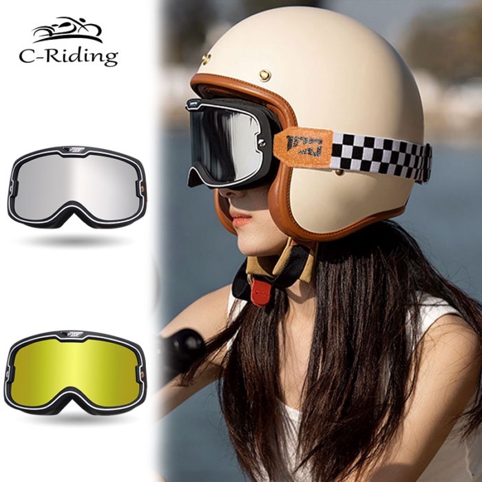 Motorbike Goggles Adult Motorcycle Biker Glasses for the Men Women Motor Helmet Sunglasses Vintage