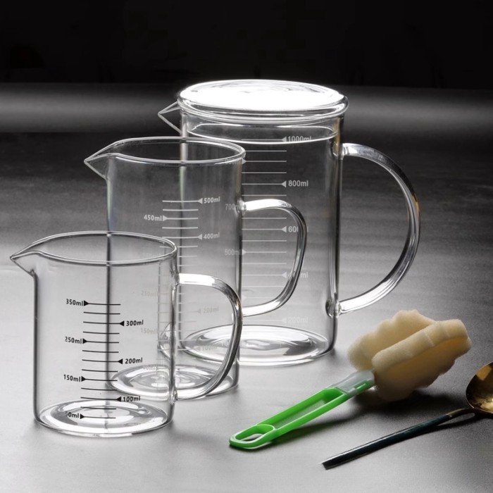 ถ้วยตวงแก้ว  ถ้วยตวงครัว Heat-resistant Borosilicate Glass Measuring Cup with Scale Kitchen Baking Cooking Milk Household