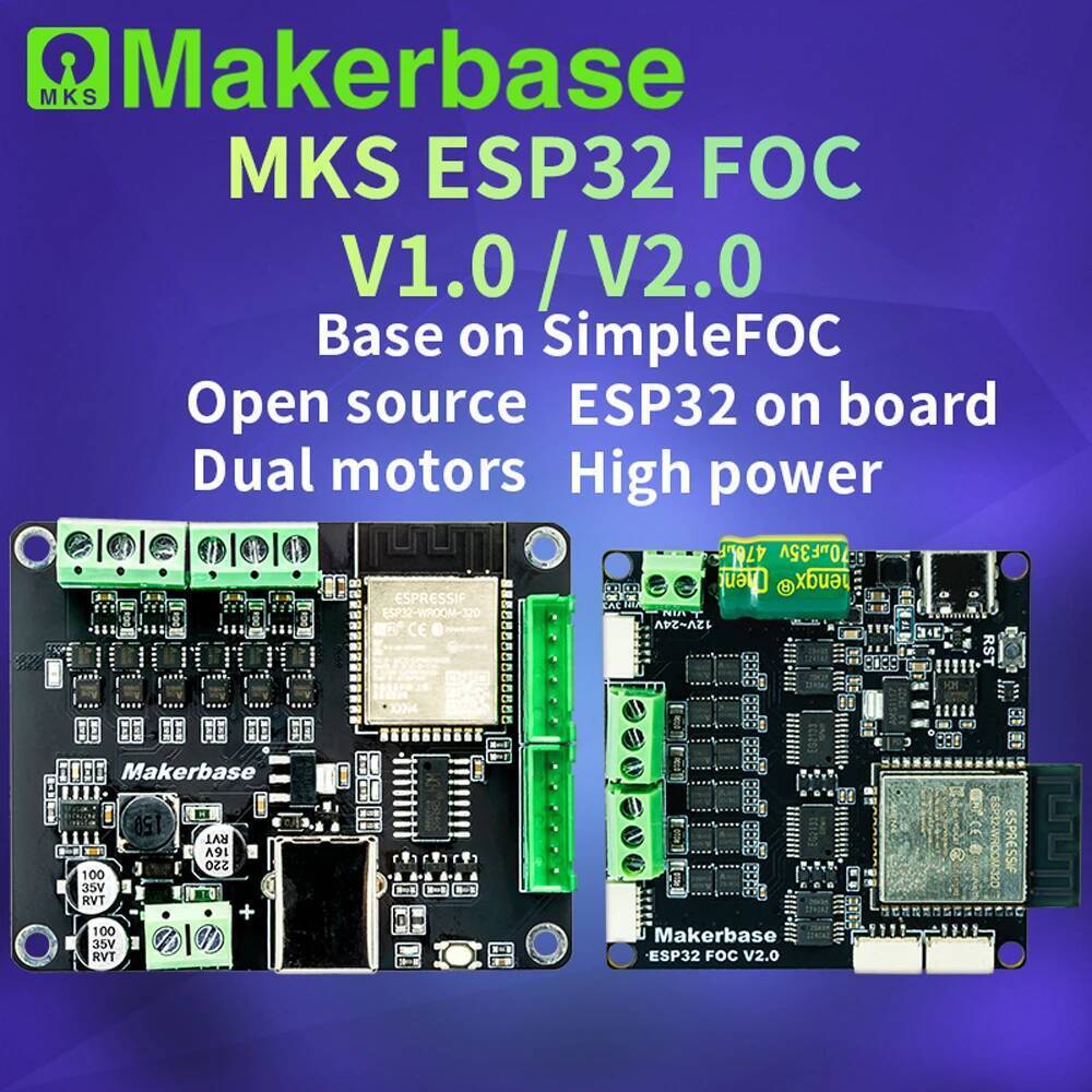 Makerbase ESP32 DUAL SimpleFOC Shield สําหรับ BLDC Brushless Servo Foc Dual-Motor Controller พลังงาน
