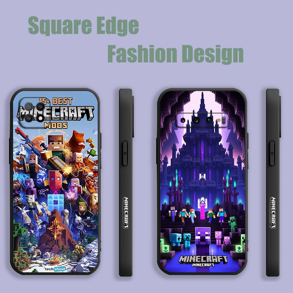 ปลอกสําหรับ Huawei Nova 9 Y70 Plus 90 Lite 70 X6 X8 P60 Pro X9A Minecraft เกม LCD06 เคสโทรศัพท์ขอบสี