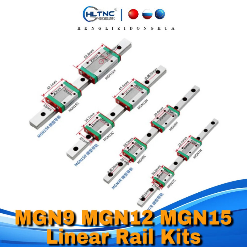 MGN9 MGN12 MGN15 100 200 250 300 350 400 450 500 550 600 700 800 mm linear rail +MGN9H MGN12H MGN15