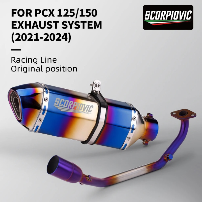 Motorcycle Full Exhaust For PCX 125 150 PCX125 PCX150 2021-2024 Front Link Pipe Stainless Steel Muf