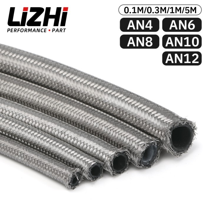 AN4 AN6 AN8 AN10 AN12 Braided Oil Line Fuel Hose Oil Gasoline Brake Line Hose Fuel line Hose 1 Mete