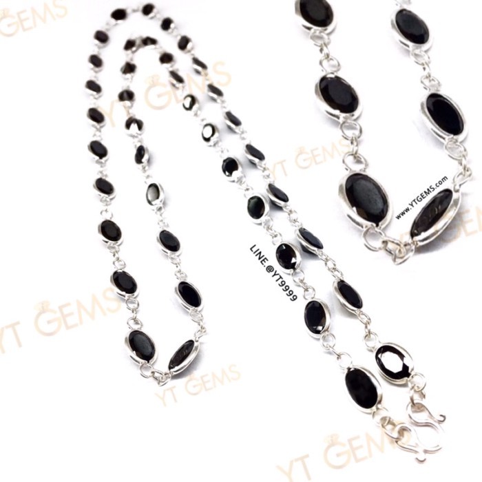 ️ สร้อยคอนิล สร้อยคอเงินแท้ พลอยนิล (CZ) 24 นิ้ว YTG-9109