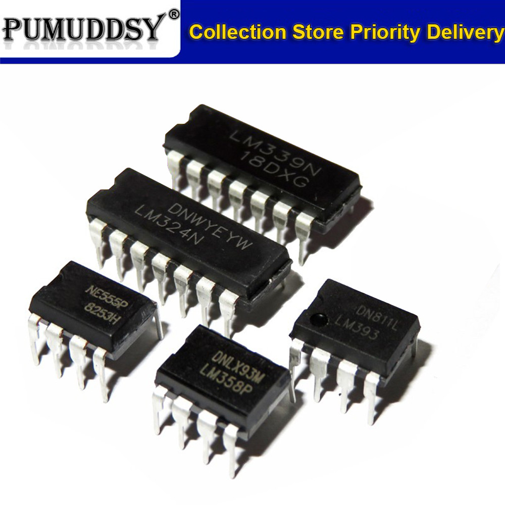 20PCS LM324 LM393 LM339 NE555 LM358 DIP LM358N LM324N LM339N LM393N NE555P LM386N LM567CN LM833N เคร