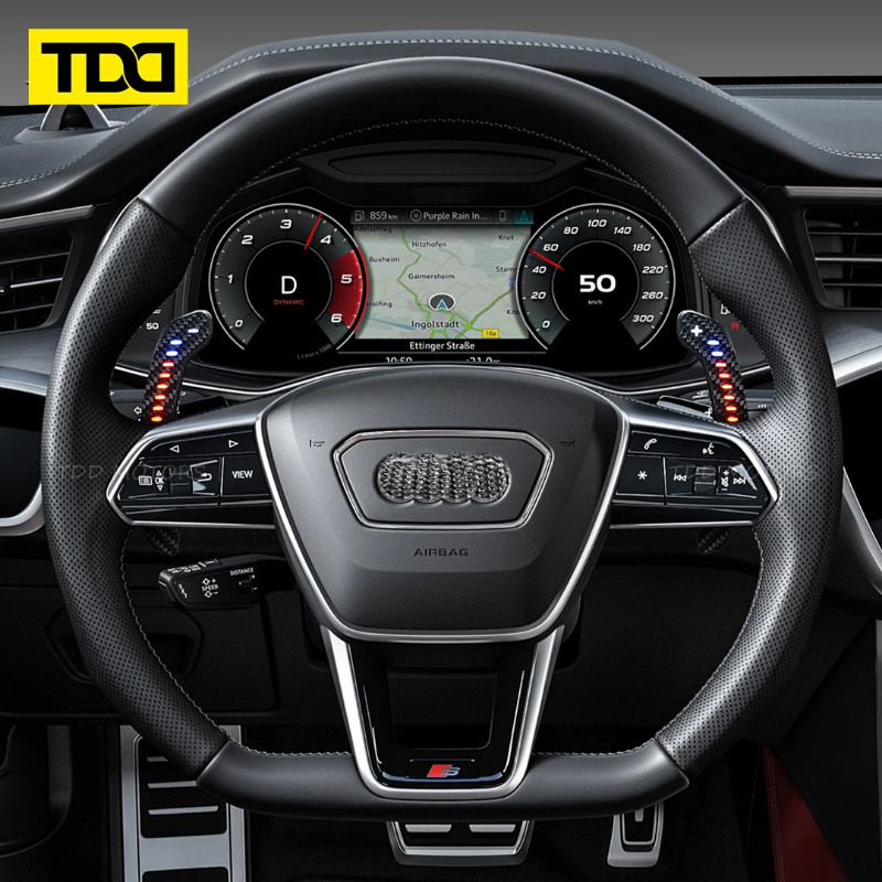 Carbon Fiber Magnetic LED Paddle Shifter For Audi A1 A3 A5 A8 Q3 Q4 Q5 Q7 Q8 S1 S3 S5 SQ5 SQ8 RS3 R