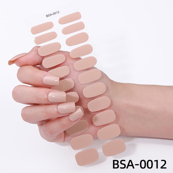 Baking Free gel Nails Sticker Waterproof Onion Powder Nail Sticker แผ่นติดเล็บเจล