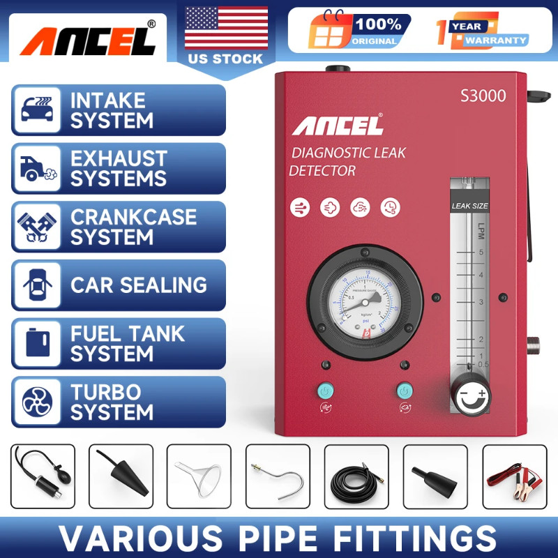 ANCEL S3000 Smoke Leak Detector EVAP Smoking Pipe Automotive Gas Leakage Analyzer Vacuum Smoke Gene