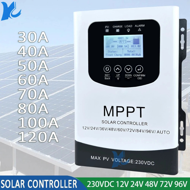 LCD Smart MPPT Solar Charge Controller 30A 40A 50A 60A 80A 100A 120A Regulator For Solar Panel Lith