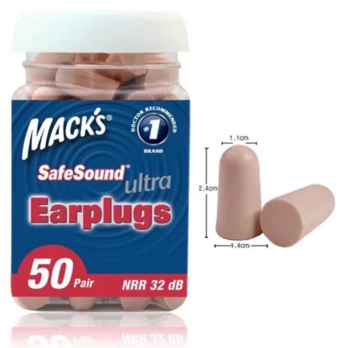 50pairs Mack's Soft Earplugs Washable Foam Ear Plugs Sleeping Noise Reduction Earplugs for Children