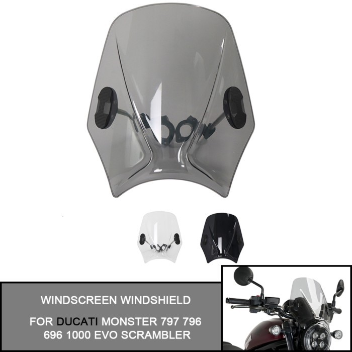 Motorcycle Windshield Round Headlight Street Bikes Universal For DUCATI Monster 797 796 696 1000 EV