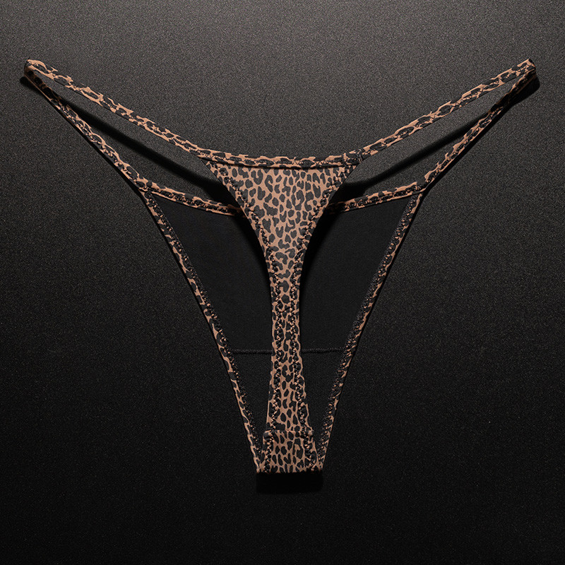 ต่ําเอวสาว G String เสือดาวผู้หญิงกางเกงเซ็กซี่กางเกงทอง Ice SILK T-back ชุดชั้นในไม่มีรอยต่อชุดชั้นในหญิงขนาด S-XL