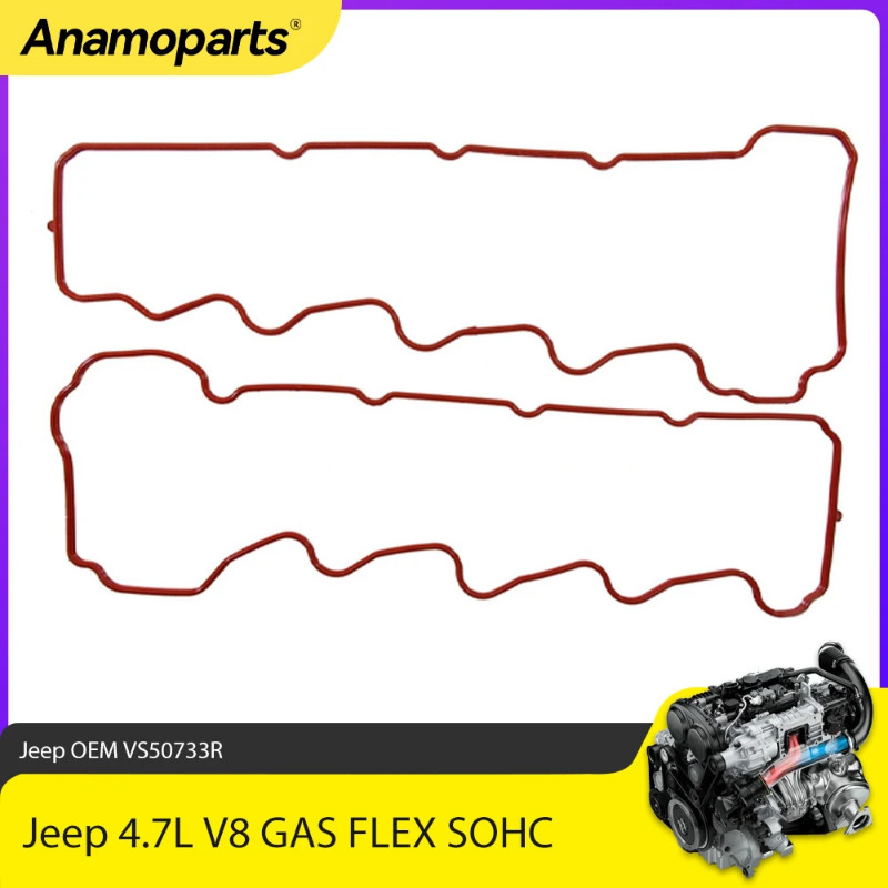 Engine Parts Valve Cover Gasket Set Fit 4.7 L For Jeep 4.7L V8 GAS FLEX SOHC 2008-2013 OEM VS50733R