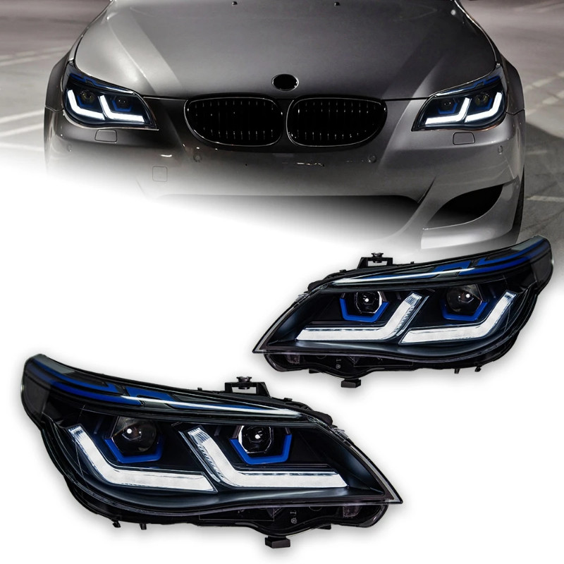 AKD Car Styling Head Lamp for BMW E60 Headlights 2003-2009 523i 530i Angel Eye LED Headlight DRL Hi