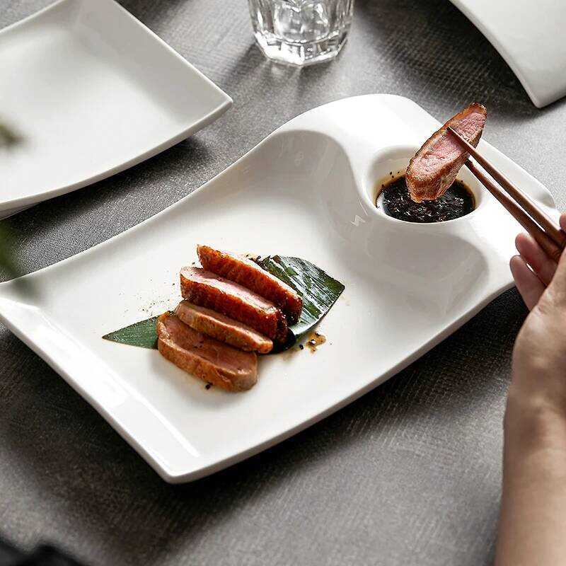 C Irregular Ceramic Plate Steak Sushi Jiaozi Plate With Vinegar Plate Shell Cold Dish Ceramic Table