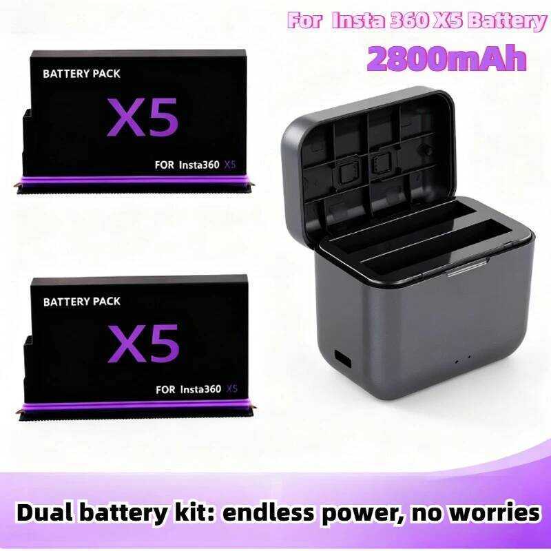 C 2025 New X5 Battery 2800Mah+Dual Slot Charger Set 360 X5 Rechargeable Battery For Insta 360 X5 Ba